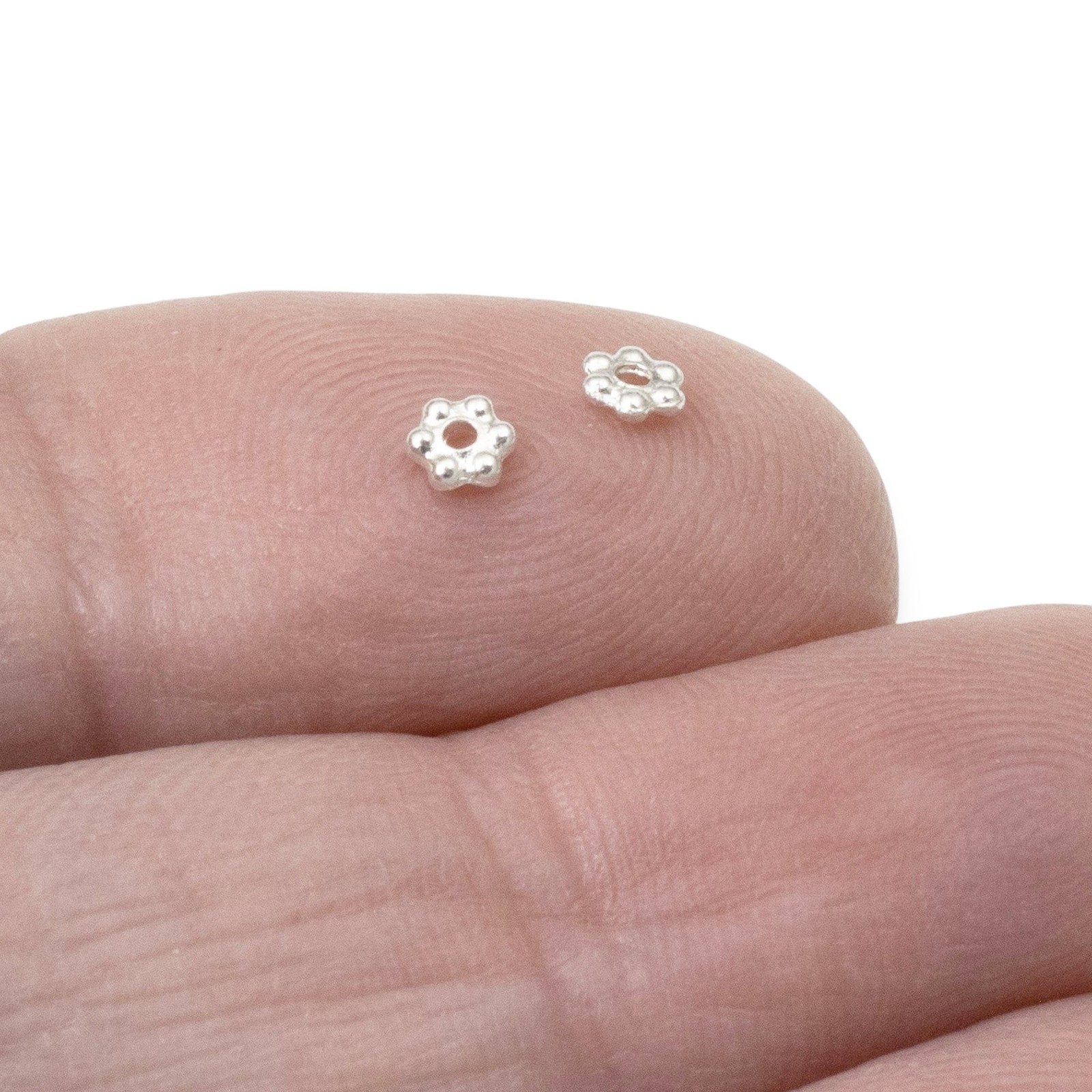 500 Bright Silver 3mm Daisy Spacers: Bulk TierraCast Heishi Beads