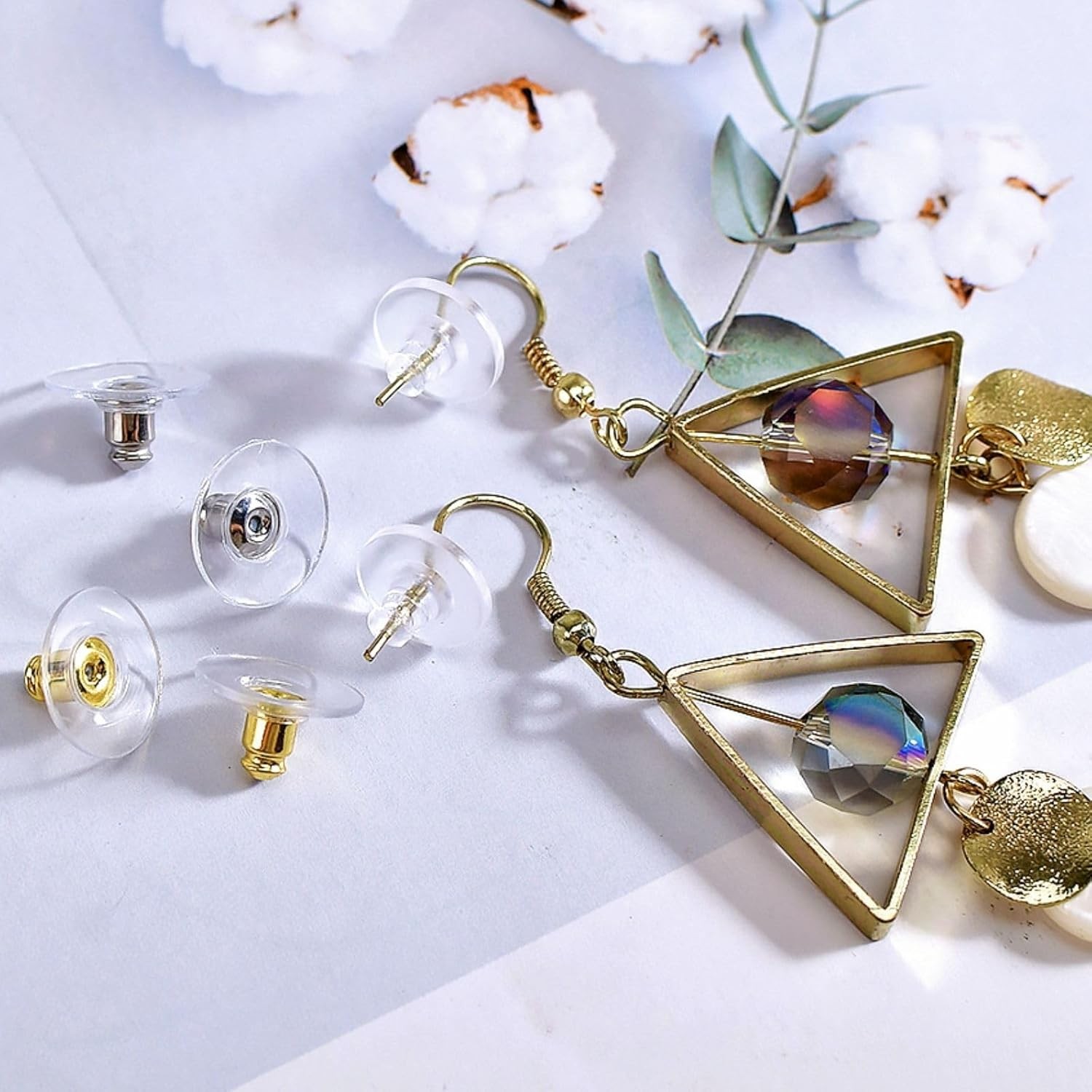Fishhook Earring Backs for Droopy Ears, Earring Backs Replacement, Bullet Clutch