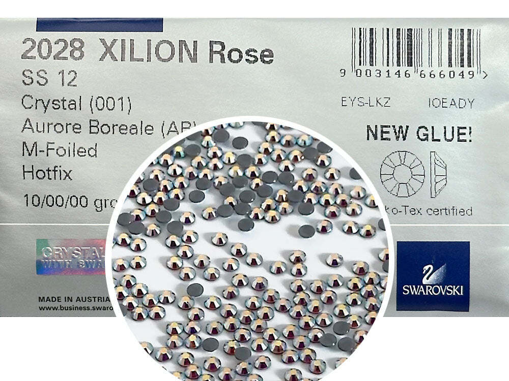 Swarovski Art 2028 HOTFIX Flatbacks Crystal AB Xilion 12ss ss12 3mm 1440pcs
