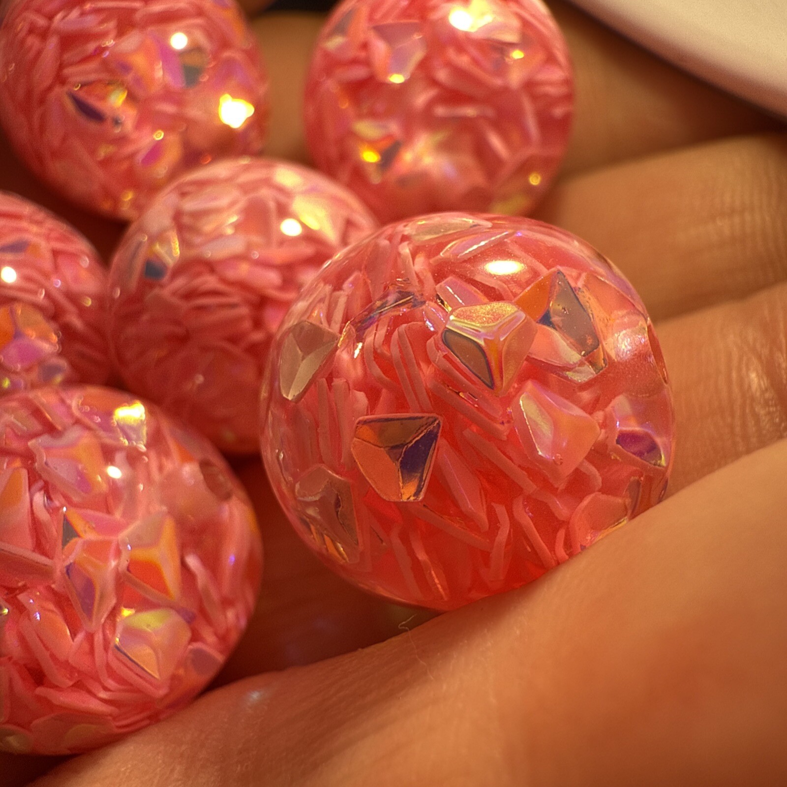 Floating Confetti High-Quality Resin 16 Mm Beads Pink Shipped From Usa