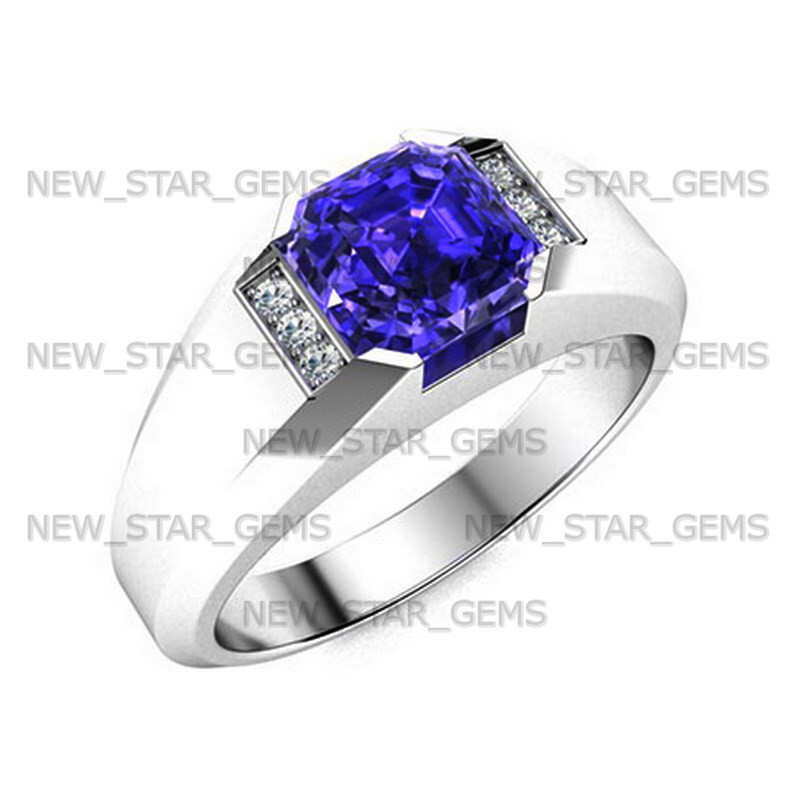 Blue Tanzanite Gemstone Ring For Men’s 925 Sterling Silver Ring Handmade Jewelry