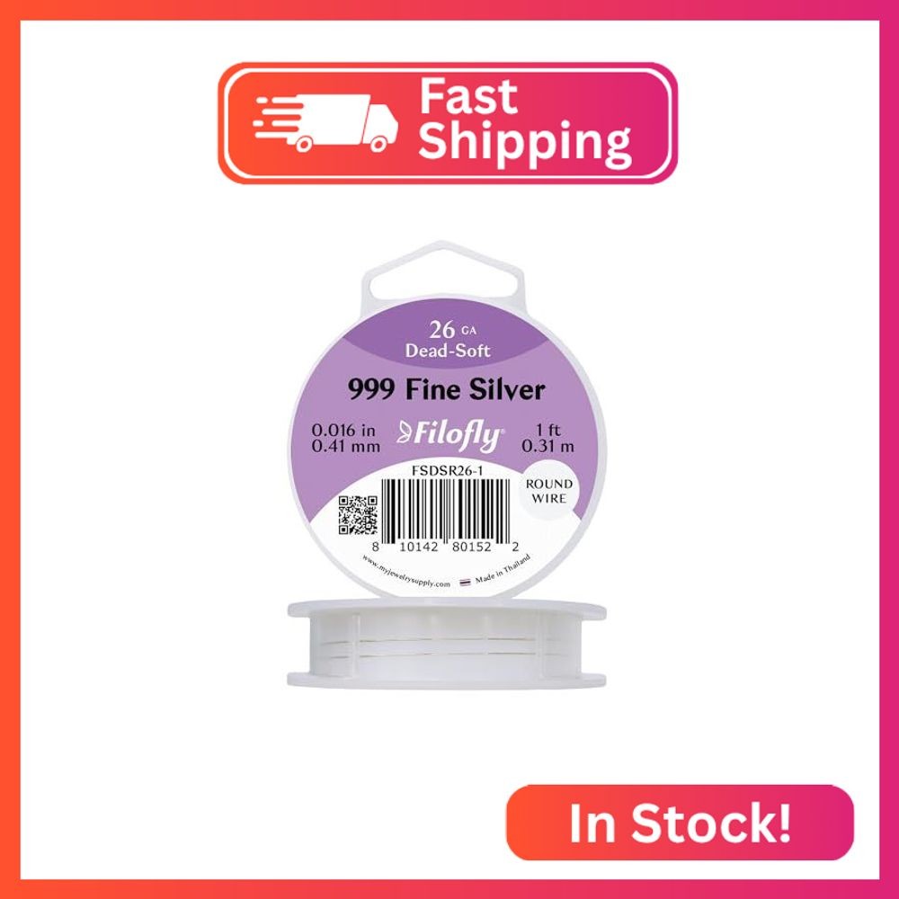 Filofly, 26 Gauge, 999 Fine Silver Wire, Dead Soft, Round, (1 FT)