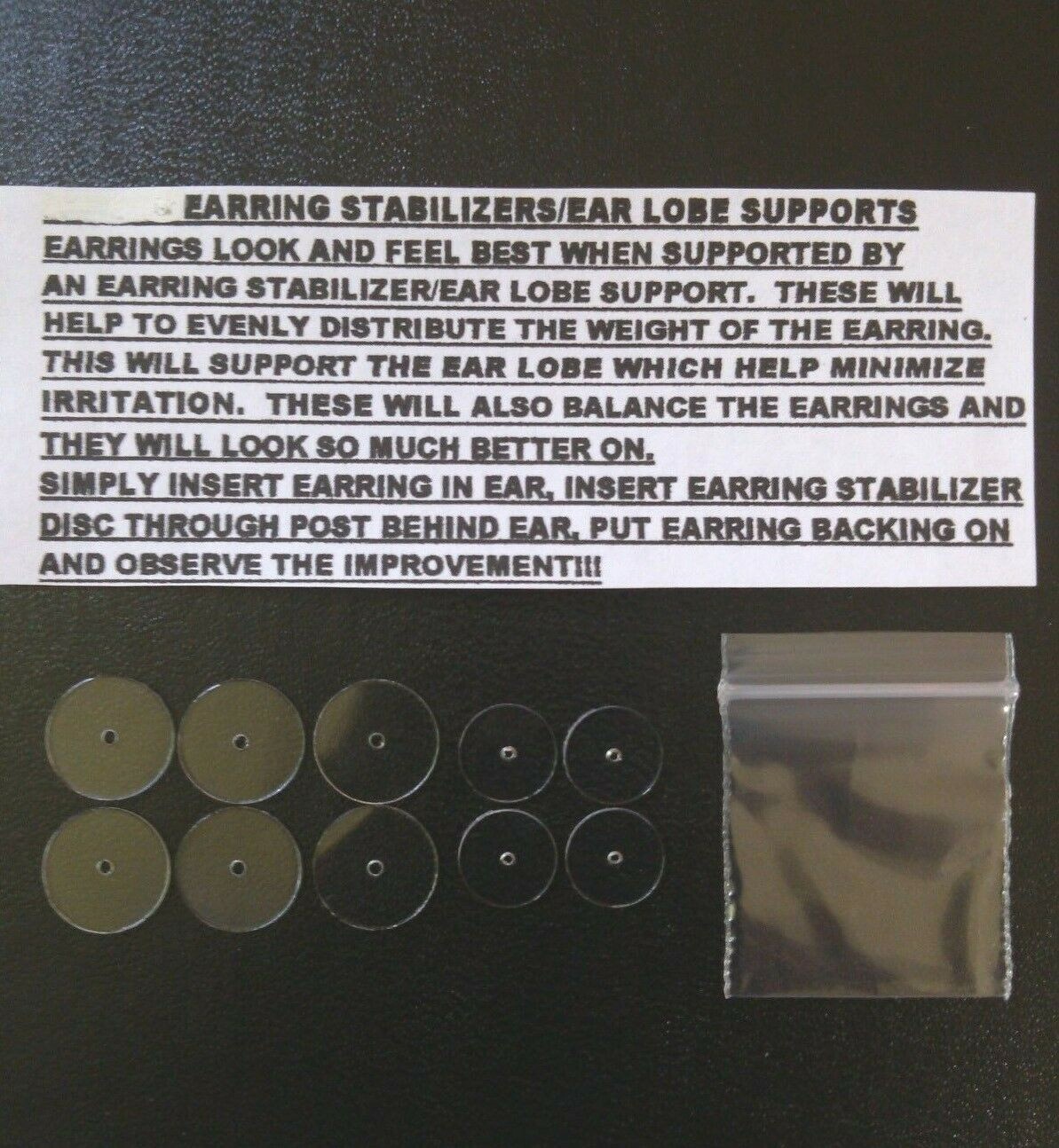 NEW – EARRING STABILIZERS – TWO SIZES – LARGE AND RARE SMALLER COMBO PACKAGE!!