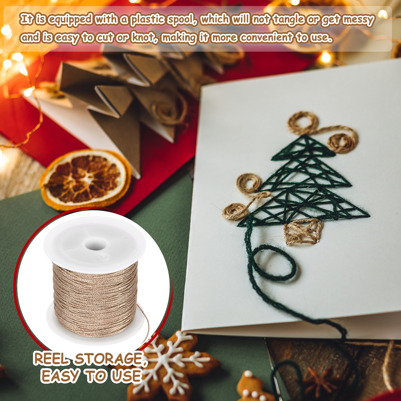 1 Roll 0.8mm Metallic Cords Thread Rose Gold 27.34 Yards