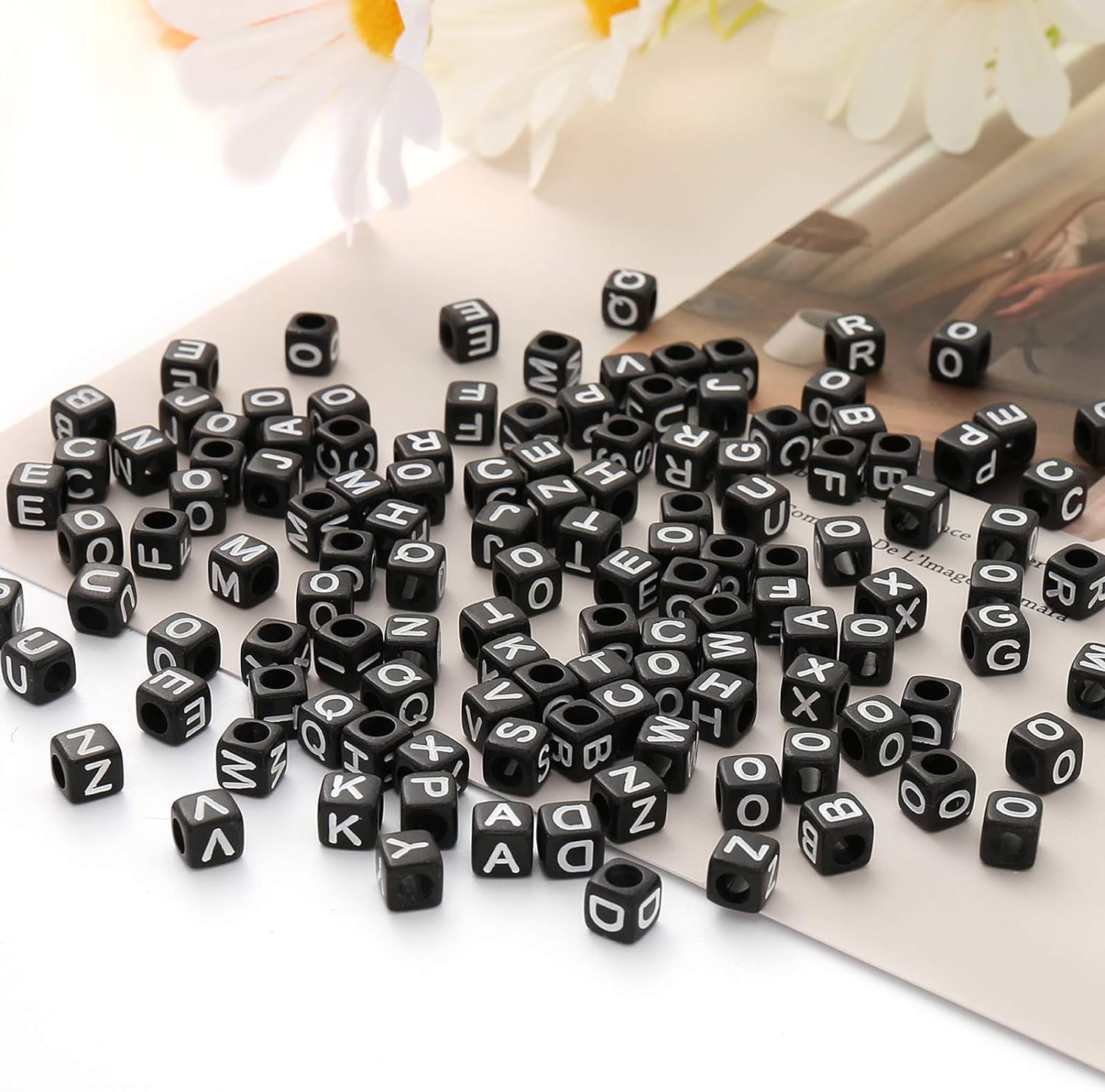 Acrylic Alphabet Letter A-Z Cube Beads 1000 pcs for Jewelry Making, Bracelets, N