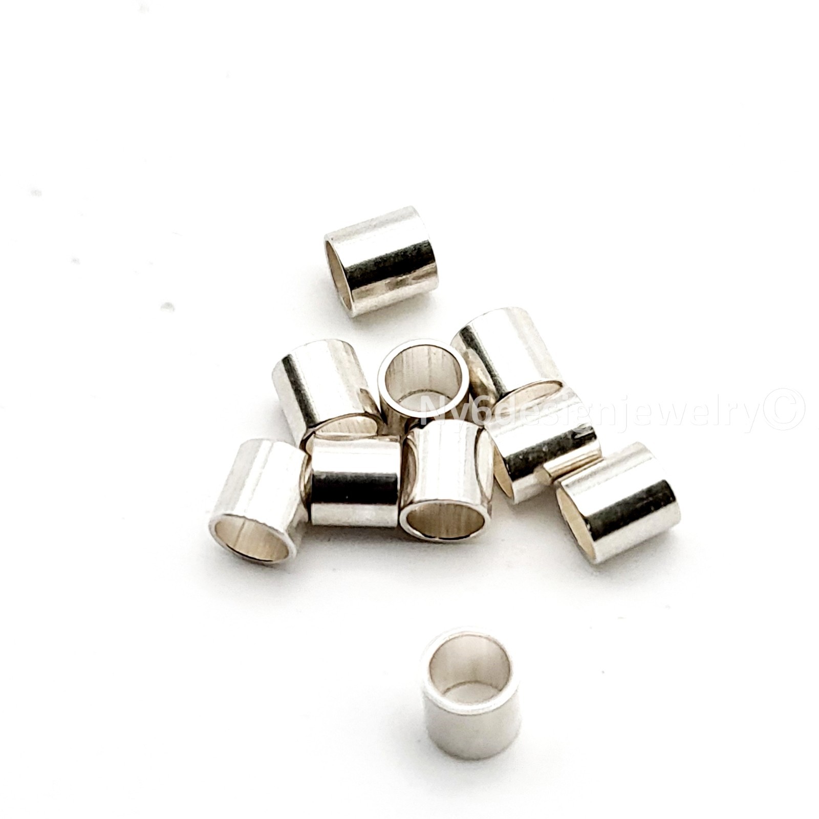 925 Real Sterling Silver Tube Crimp Beads –3x3mm 20pcs| Jewelry Findings