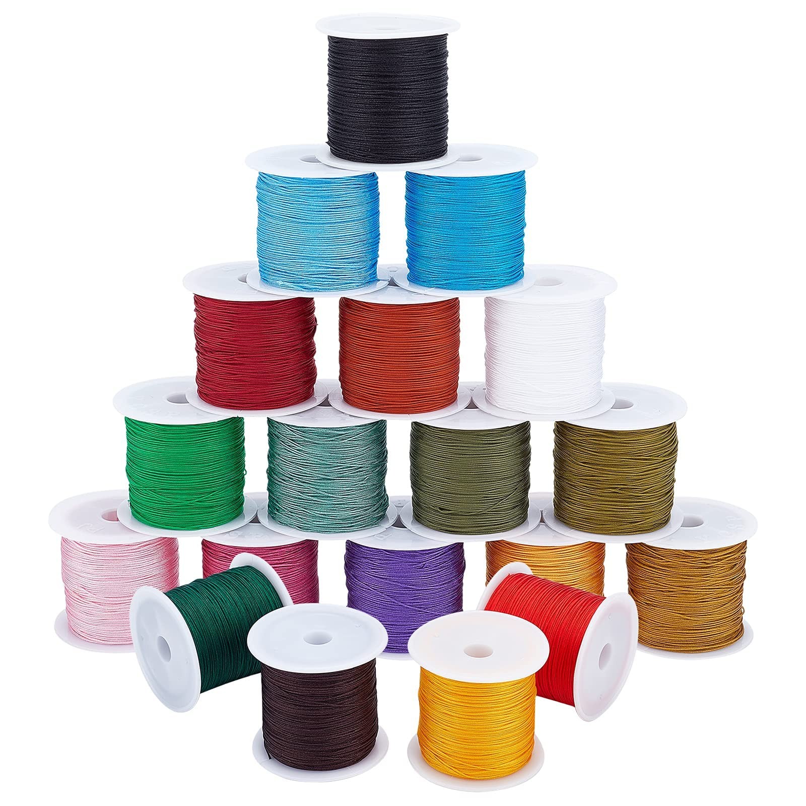 19 Colors Polyester Cord, 0.5mm(0.02”) Round Beading String, Knotting Wire f…