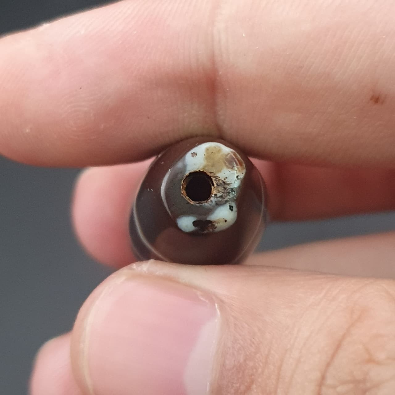 Antique Middle Eastern Natural Eye Agate Bead Amulet 31mm | Protective Talisman