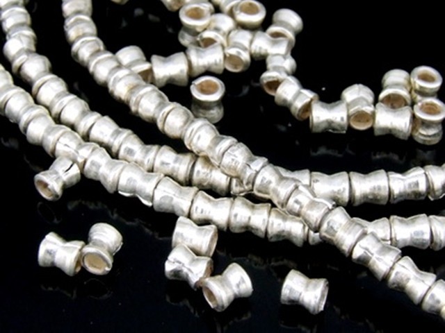 Silver beads Karen hill tribe handmade silver mini hourglass bead