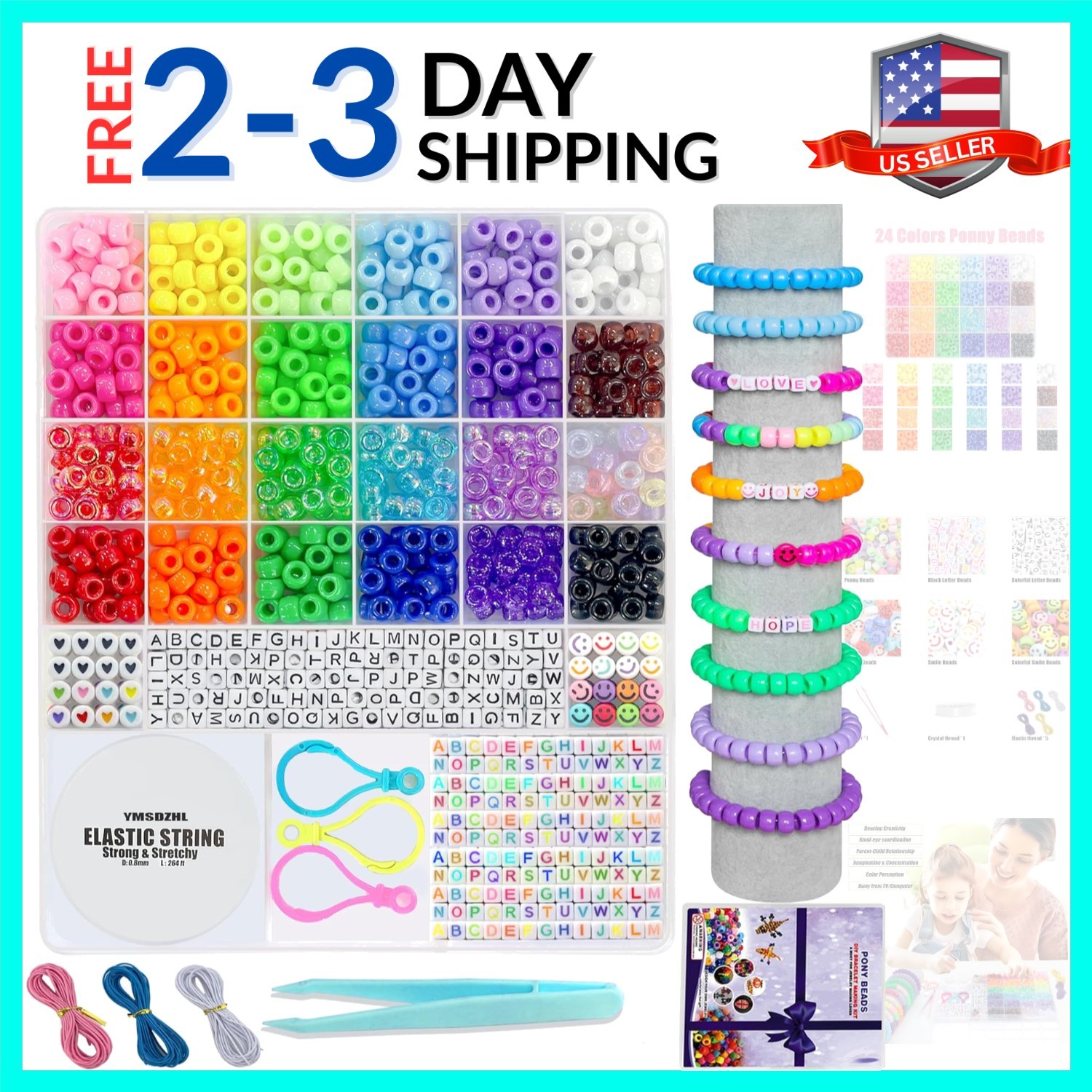 1000PCS Bracelet Making Kit, Friendship Jewelry Necklace Bracelet kit 24 Colo…