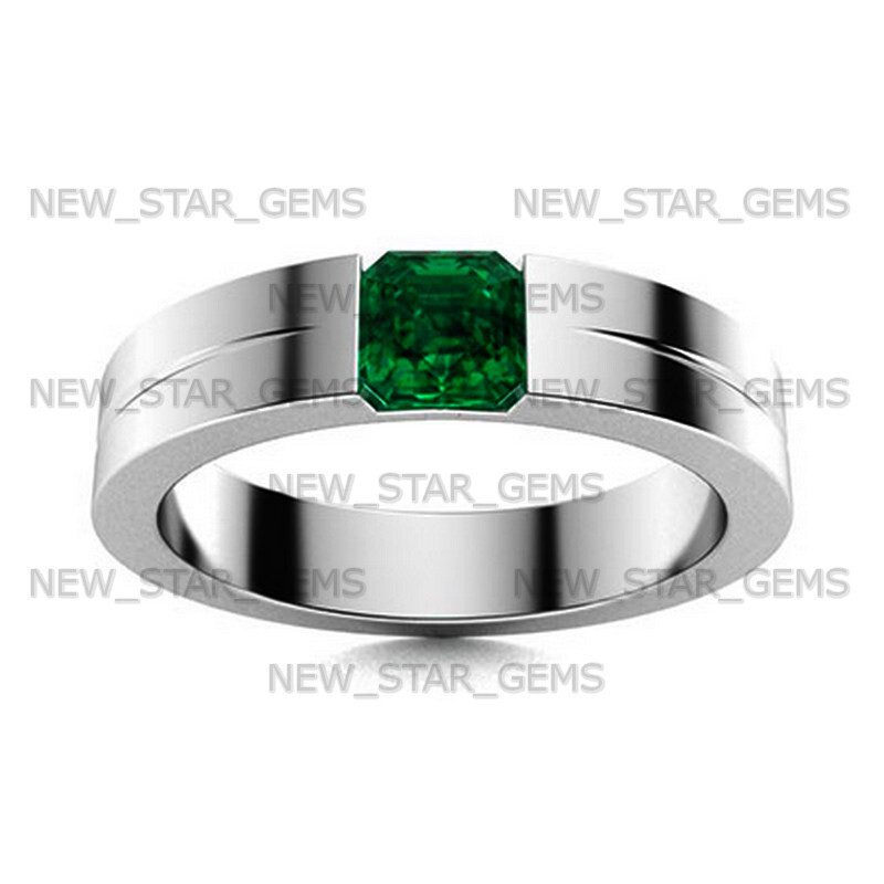 AAA Quality Green Emerald Gemstone Ring For Men’s 925 Silver Wedding Ring