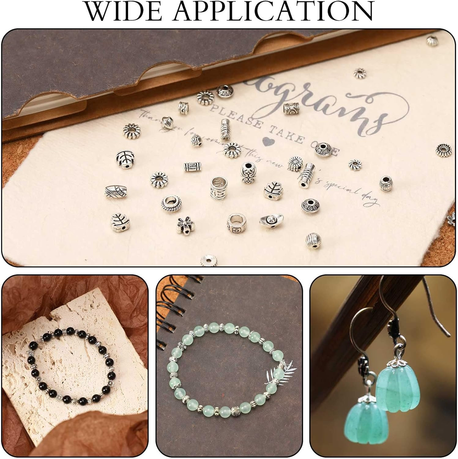 Tibetan Silver Spacer Beads, 1000Pcs Metal Spacer Beads for Jewelry Making, Brac