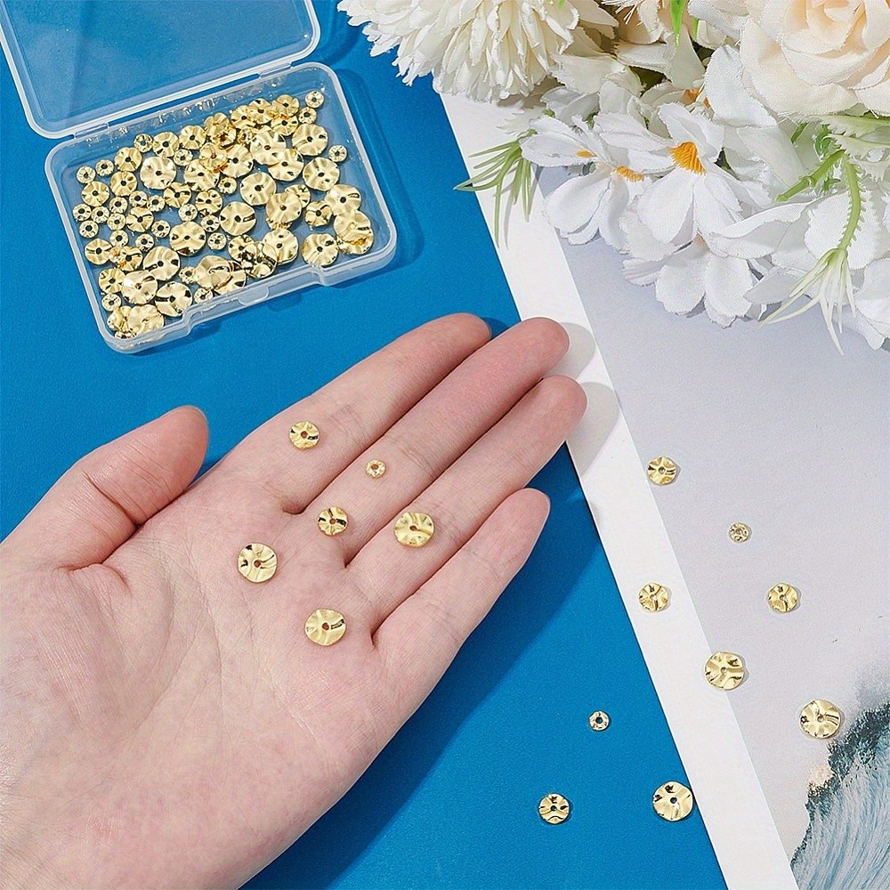 1set 90pcs 3 styles Brass Spacer Beads Flat Round Shape Long-Lasting