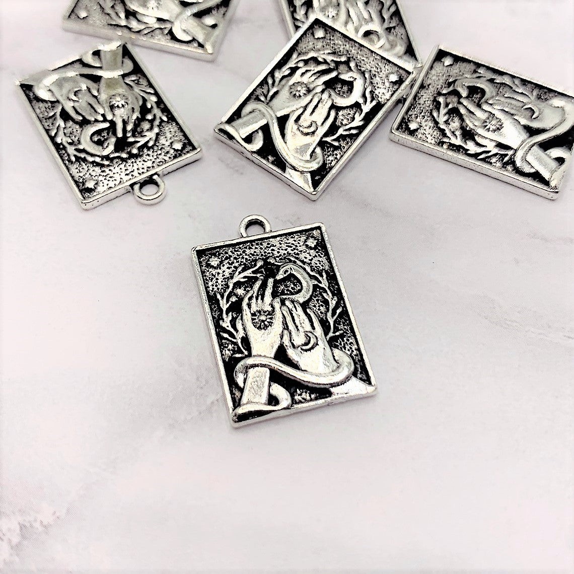 Antique Silver Witchy Hecate Pendant, 15x23mm – US Seller