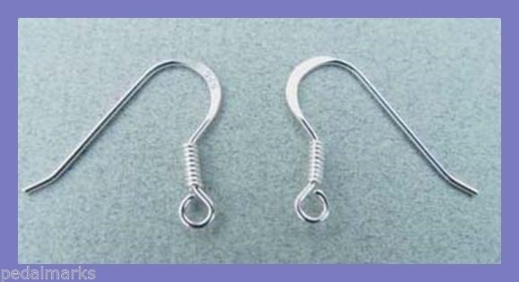 100 Solid .925 STERLING SILVER FRENCH HOOKS EarWires Earrings w/ Coil + Loop