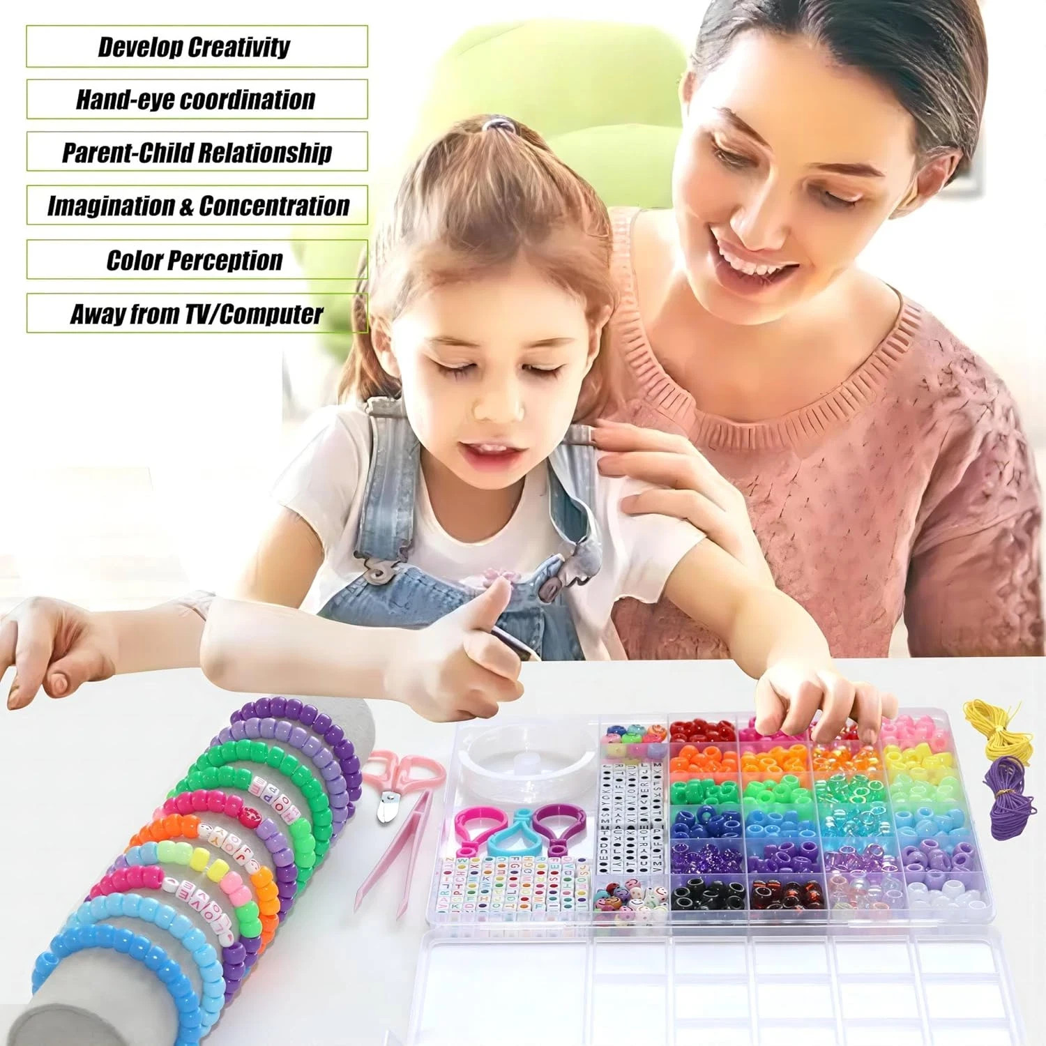 1000PCS Bracelet Making Kit, Friendship Jewelry Necklace Bracelet Kit 24 Colors