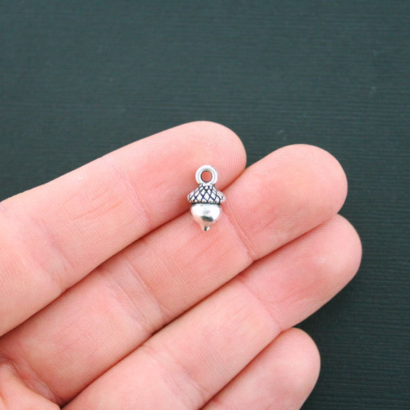 10 Acorn Charms Antique Silver Tone – SC1562