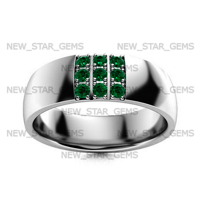 AAA+Quality Emerald Lab-Gemstone Ring For Men’s 925 Silver Anniversary Ring