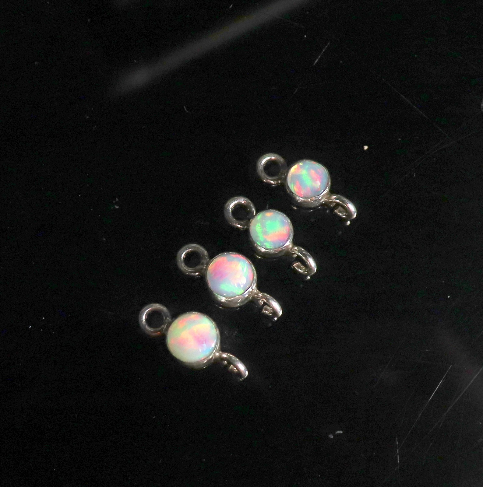 sterling silver fire opal connector for bracelet making jewelry links with opal