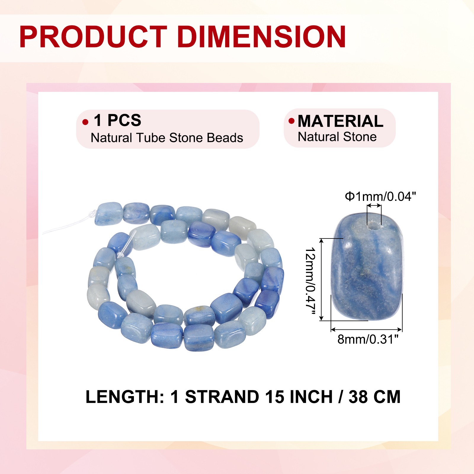 Natural Stone Gemstone Beads 15″ 12x8mm Cuboid Spacer Bead, Sapphire Blue