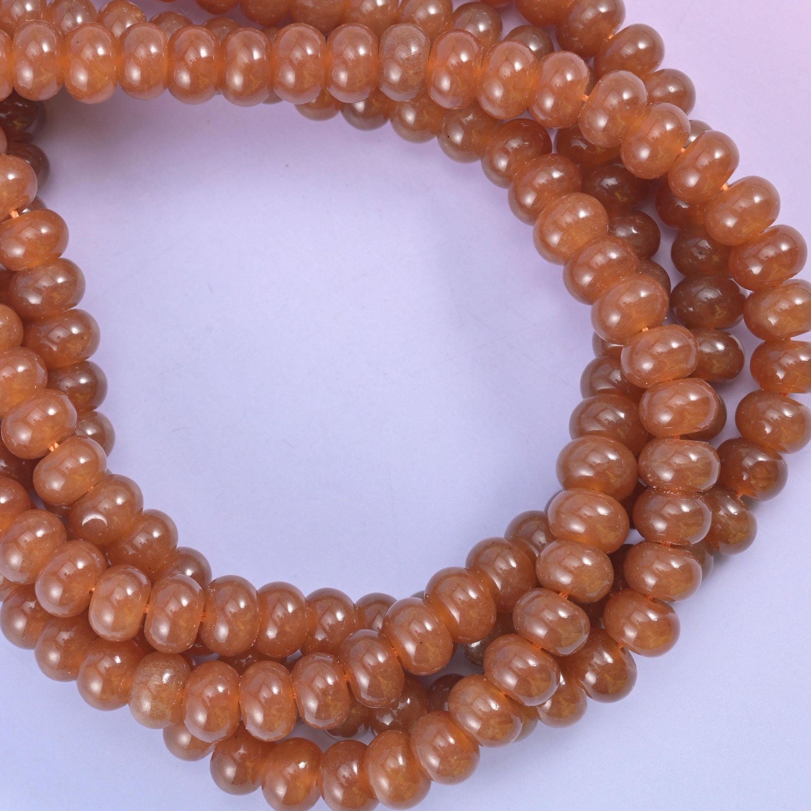 Caramel Color Dyed Jade Smooth Rondelle Beads Jewelry Making 5x8mm 15″ Strand
