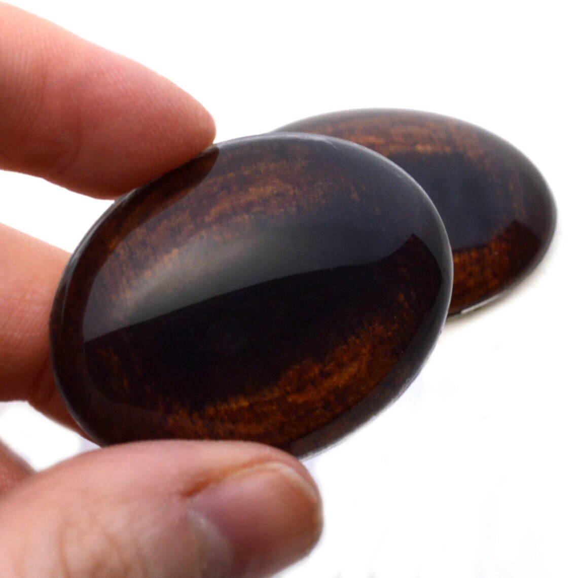 Pair Dark Brown Realistic Horse Oval Glass Eyes
