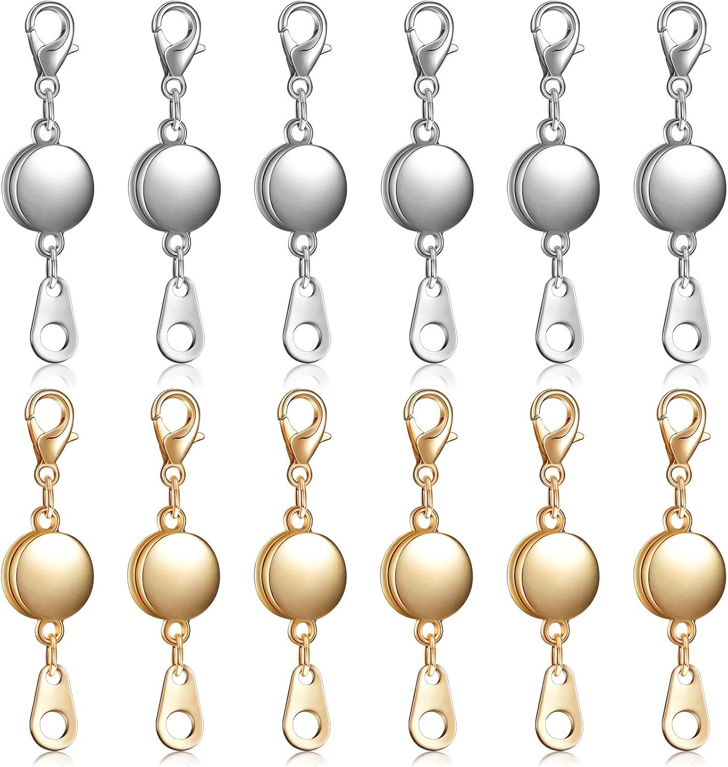 12 Pieces Round Magnetic Jewelry Clasp Easy to Use Gold Silver