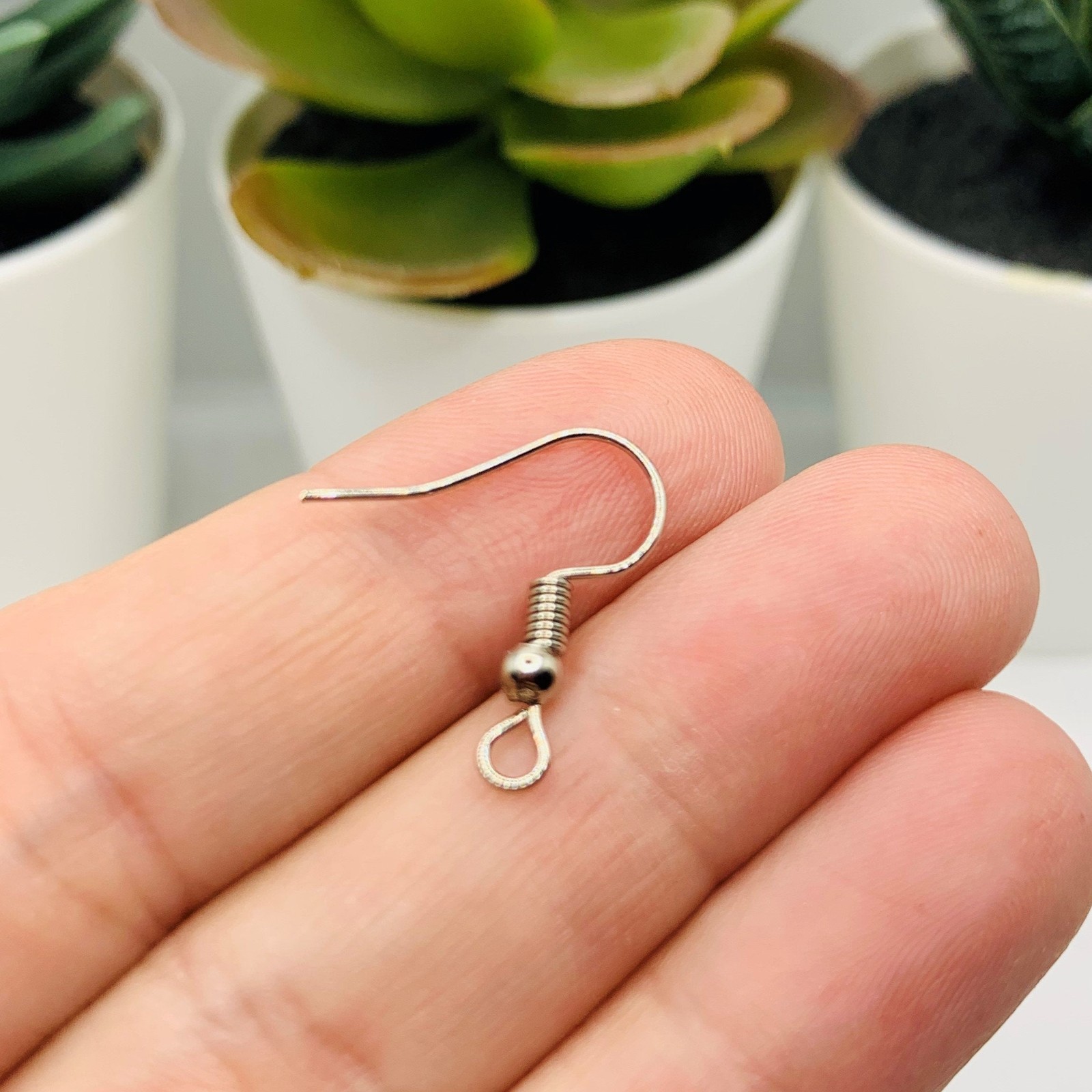 Antique Silver Fish Hook Earring Wires with Spring and Ball, 20x18mm – US Selle