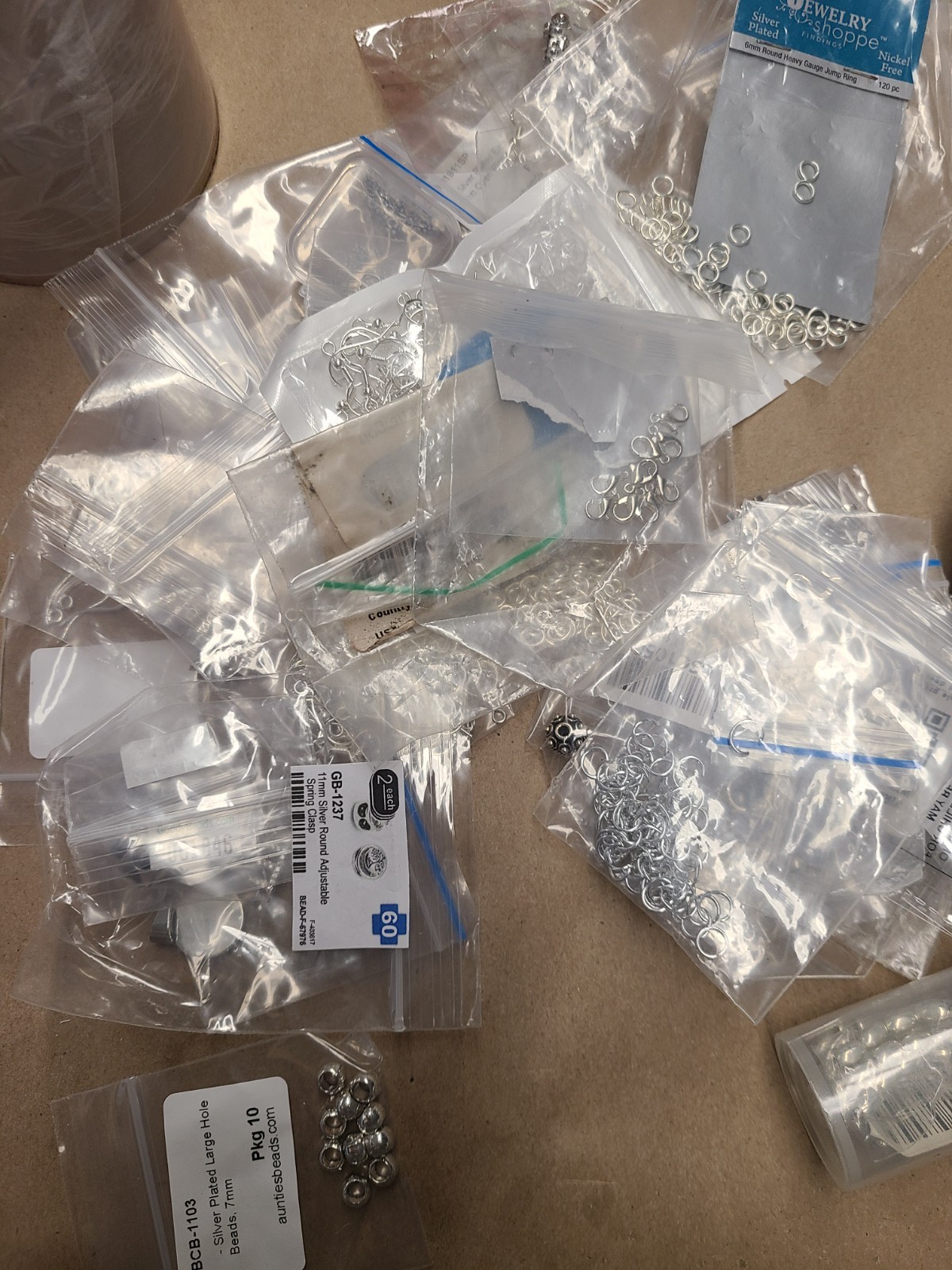 Lot of Jewelry Making Items Silvertone