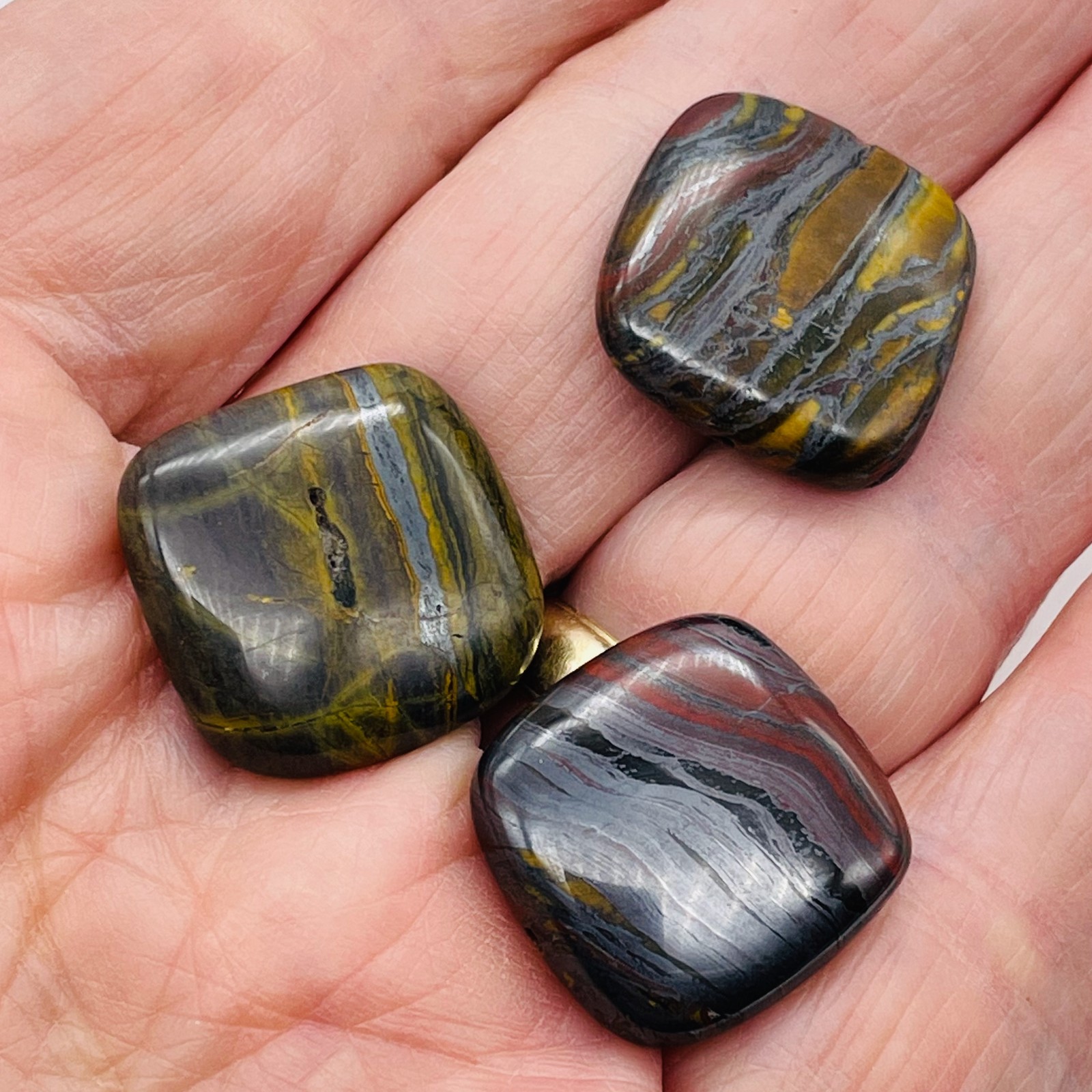 Natural Tiger Iron Square Beads | 20x20x6mm | 3 Beads |