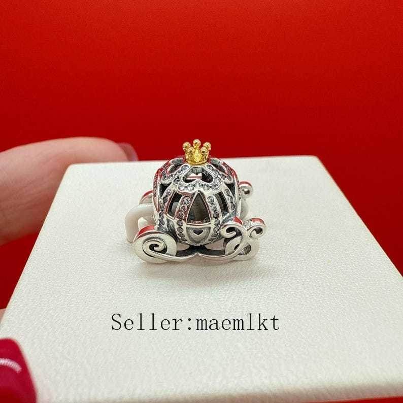 New 925 Sterling Silver Cinderella pumpkin coach charm 599190C01