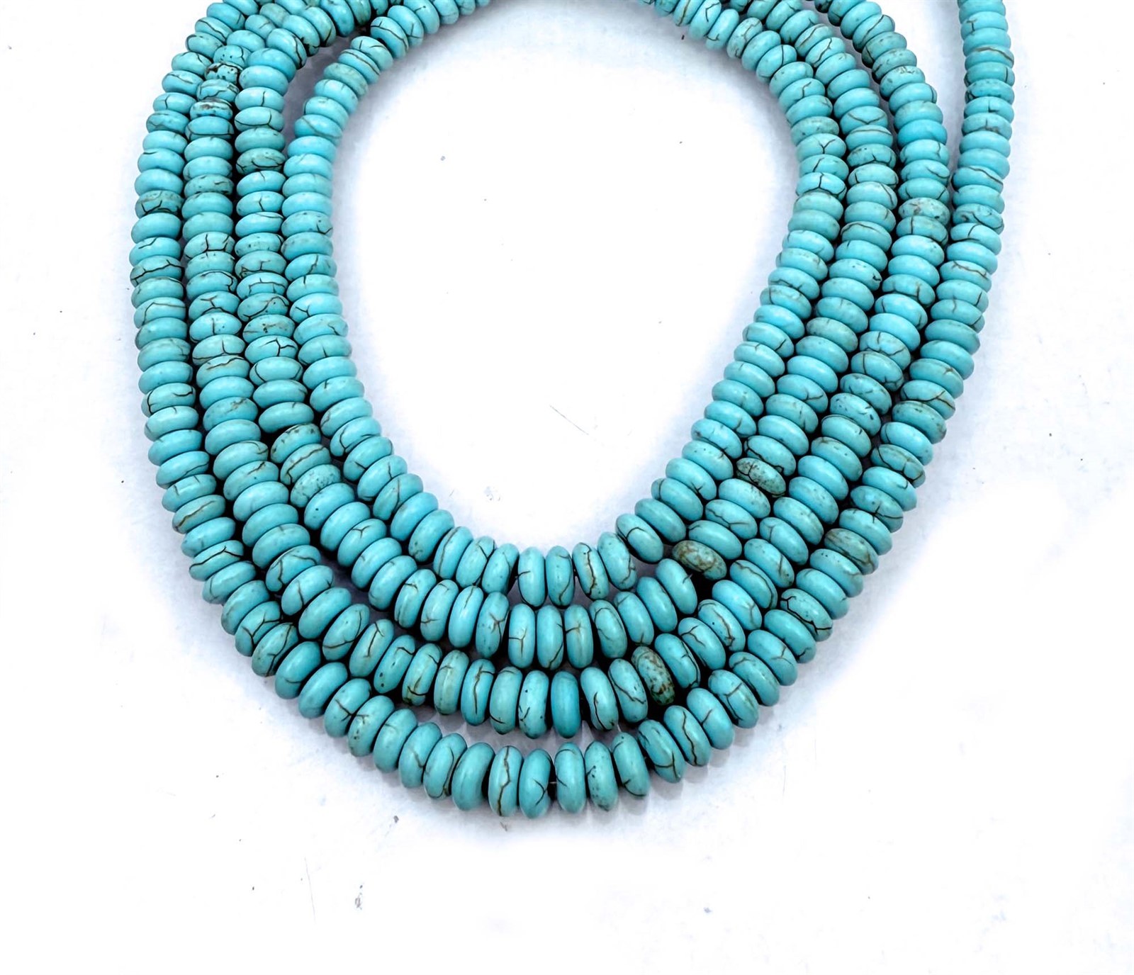6x2mm Blue Turquoise Rondelle Heishi Beads 16″