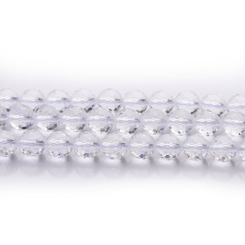 6/8/10/12/14mm Genuine Natural 5A Grade Micro Faceted Clear Quartz Gems Beads