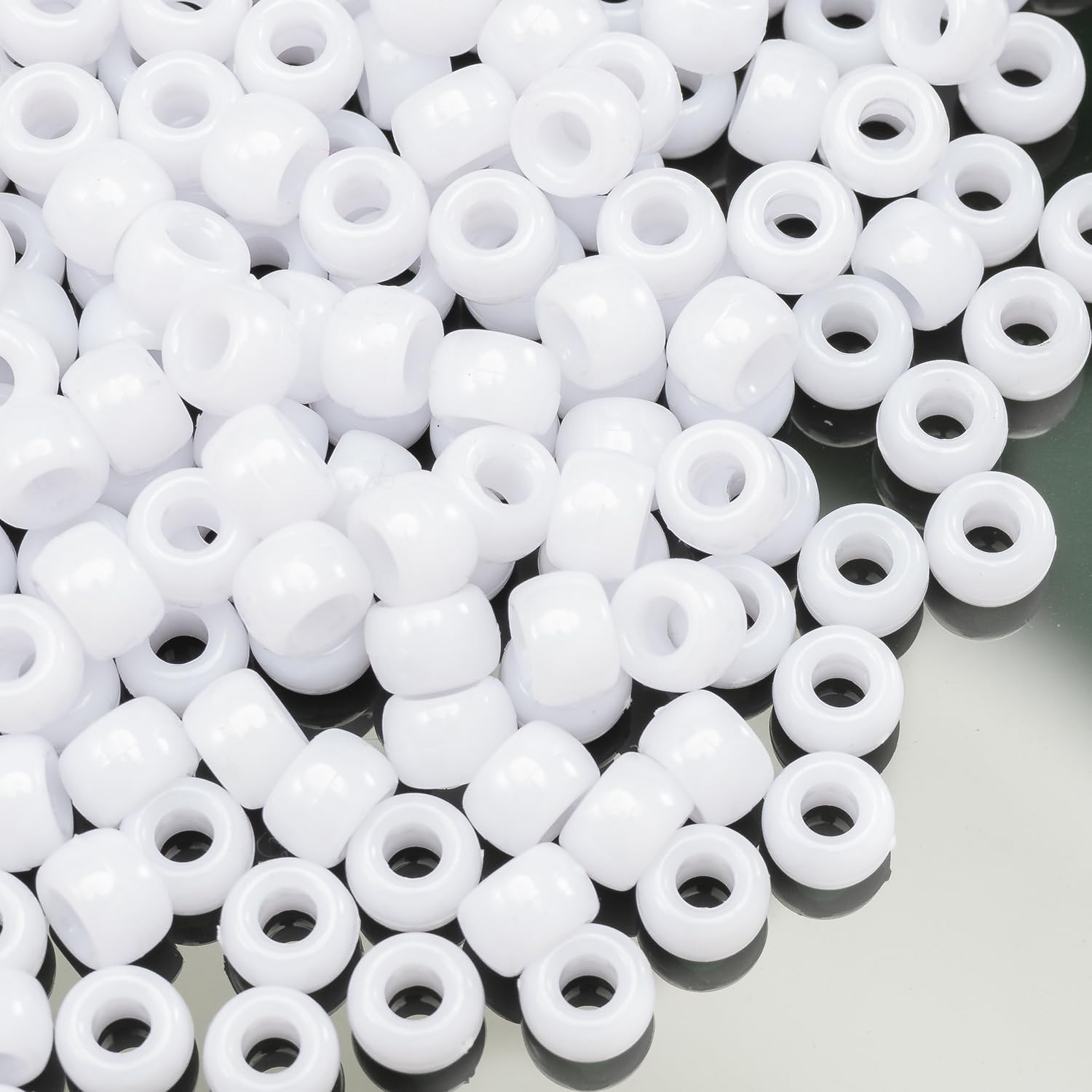 DIY Jewelry Essentials: 1000 Pcs White Acrylic Pony Beads, 6x9mm, Easy to Use