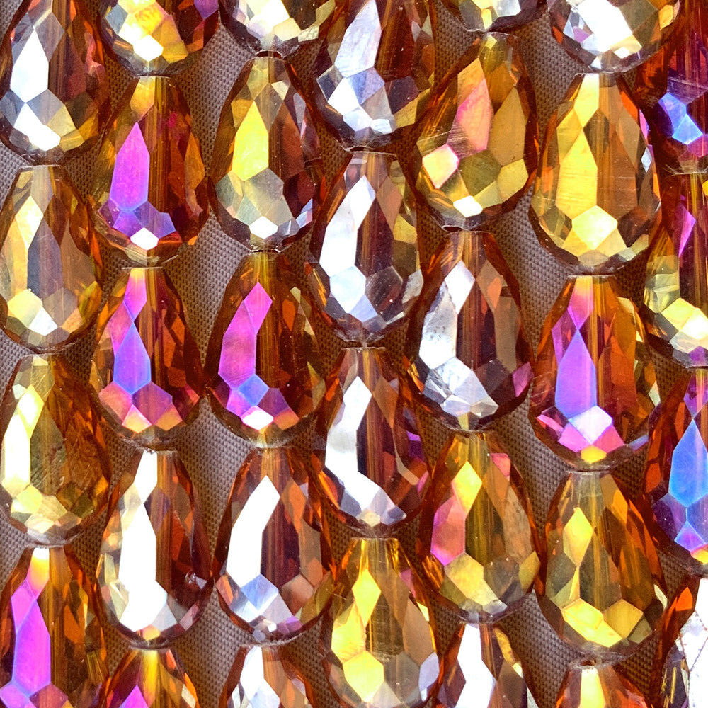 Brown AB Chocolate 15x10mm Teardrop Chinese Crystal Glass Q24 Beads Per Pkg