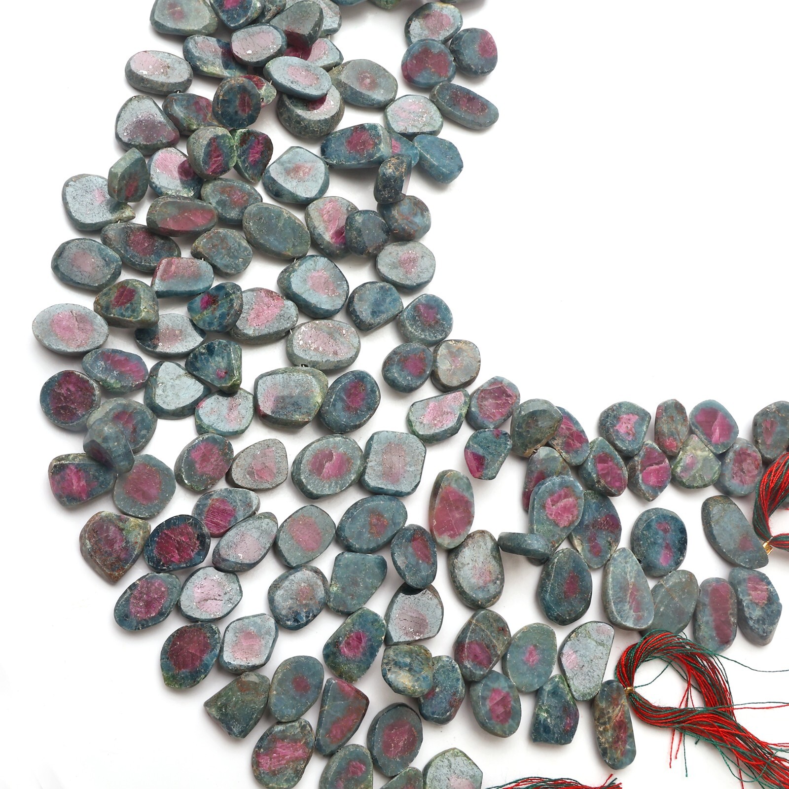 Natural Ruby Zosite Gemstone 8 Inch Strand 10X12-11X15 MM Smooth Chip Beads