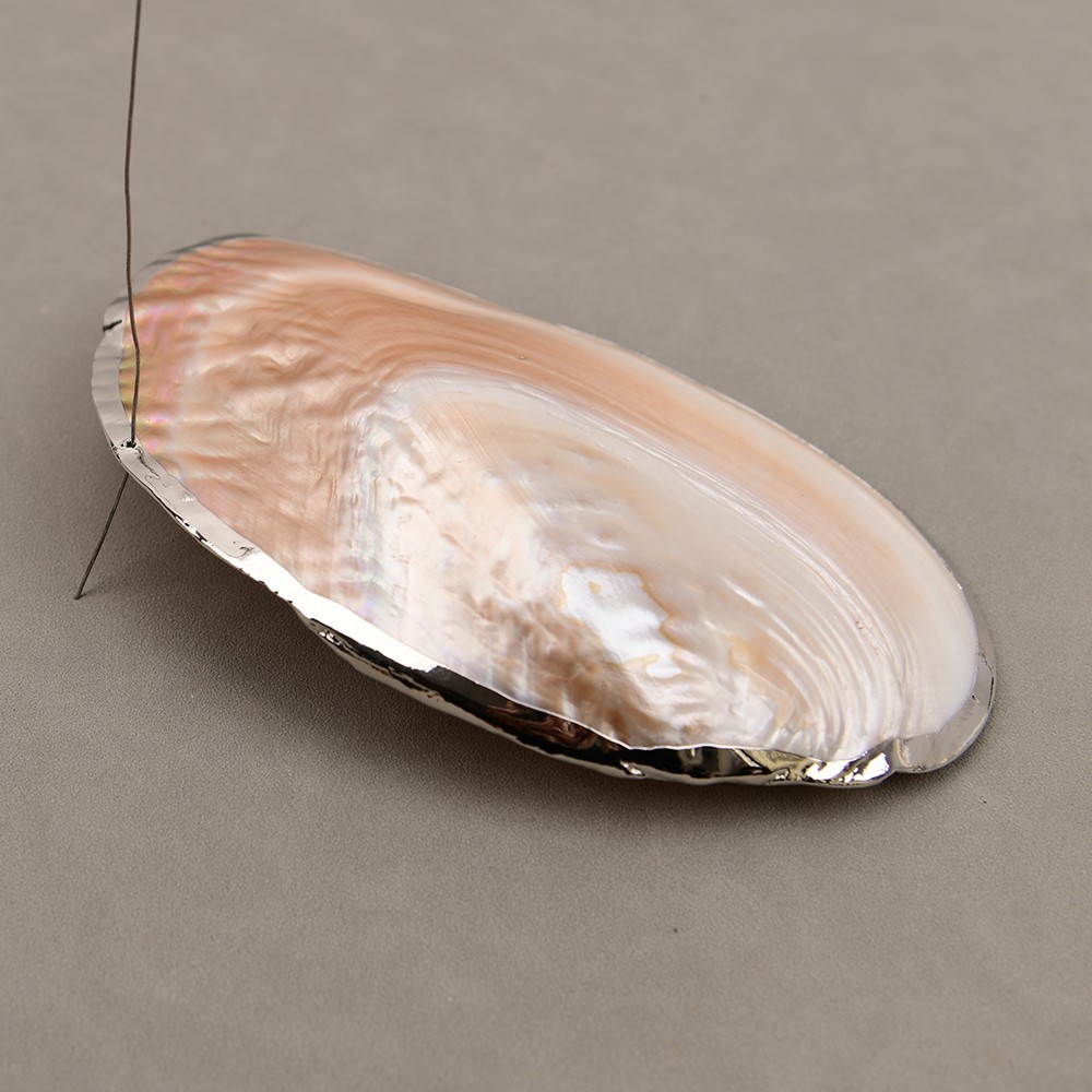 2 Pcs Natural Big Pearl Oyster Ornament Mother Of Pearl Shell Silver Pendant