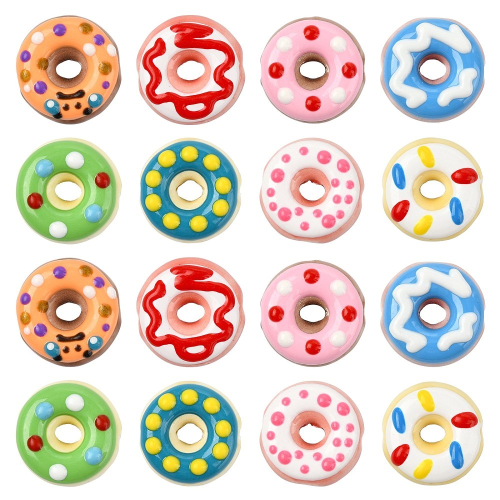 16pcs Handmade Donut Beads Round Porcelain Focal Bead for Bracelets Necklace DIY