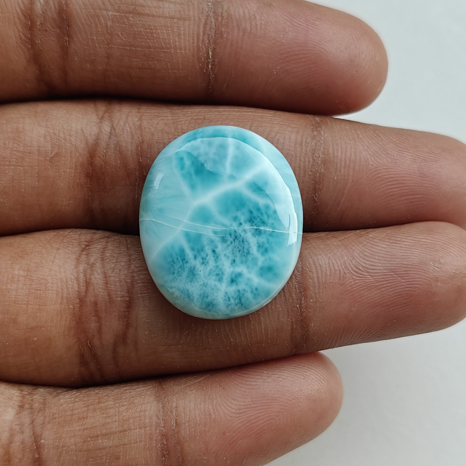 Oval Shape AAA Quality Larimar Cabochon, Size 24x20x5mm Weight 25 Carats