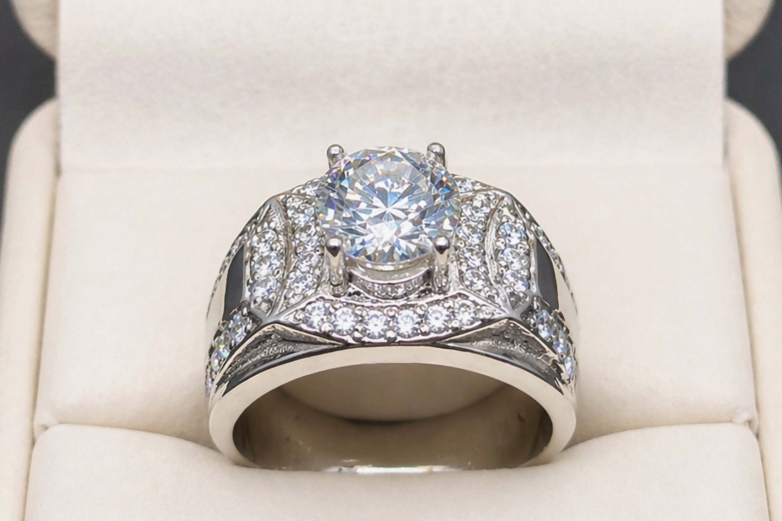 White Moissanite Diamond Sterling Silver 925 Handmade Women Elegant Channel Ring