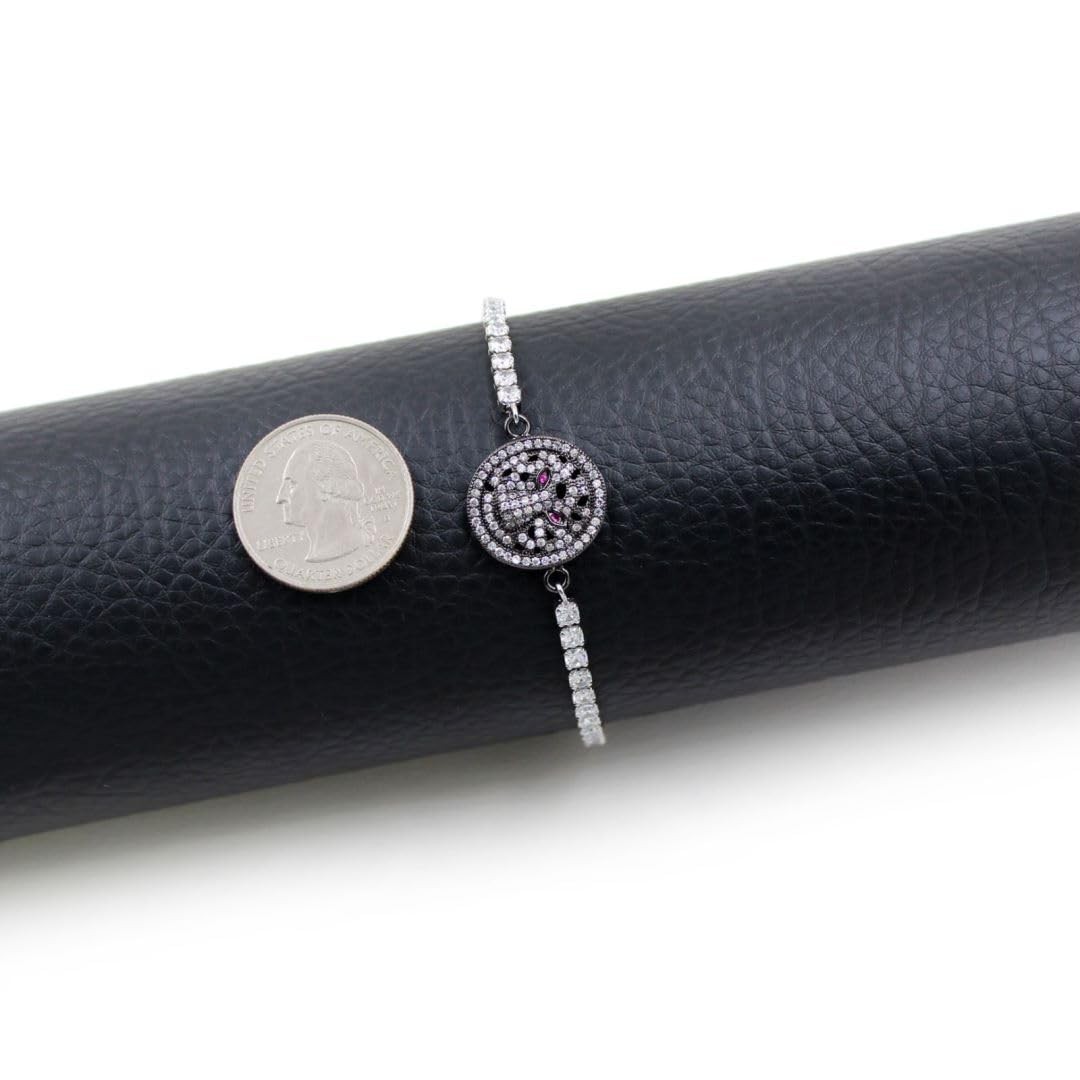 Platinum Plated 3mm Tennis Bracelet with Leopard Head Aninal Charms Bracelets Be