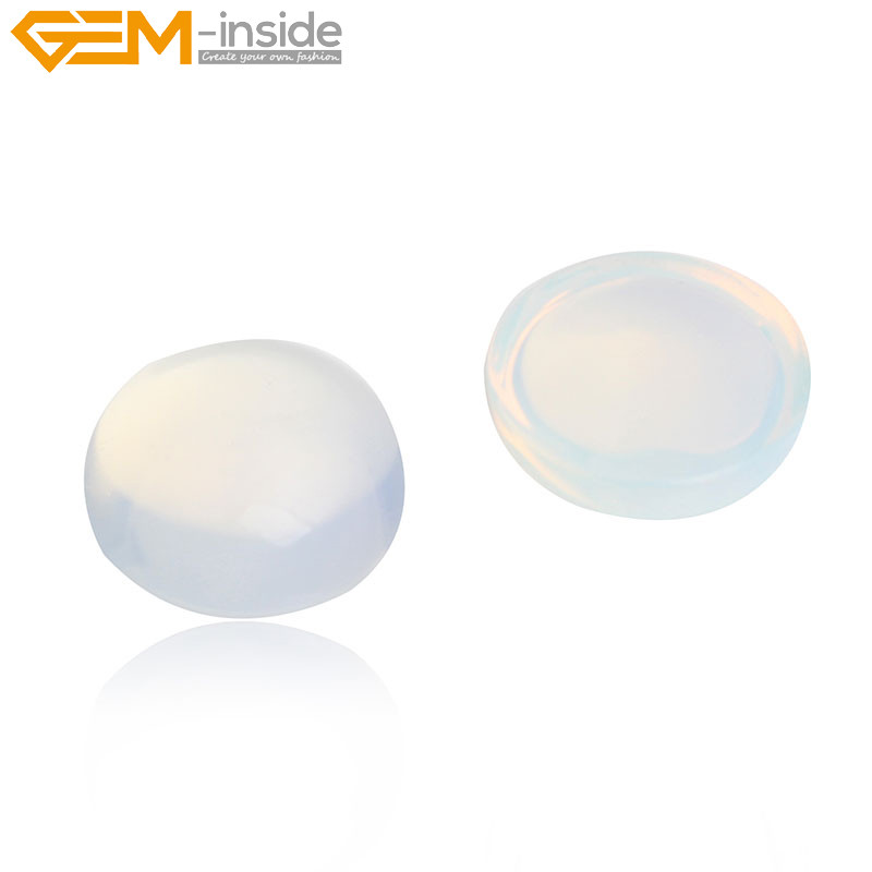 5Pcs White Opalite Stone Oval Flat CAB Cabochon Back Stone Beads Jewelry Making