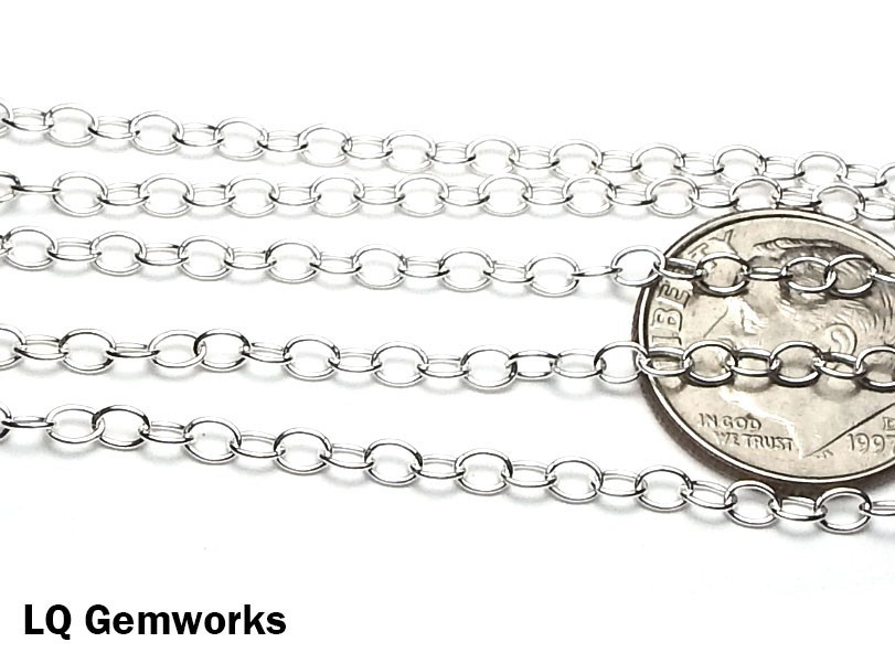 1′ Foot 925 STERLING SILVER Cable Chain Oval 3×2.4mm #10462S