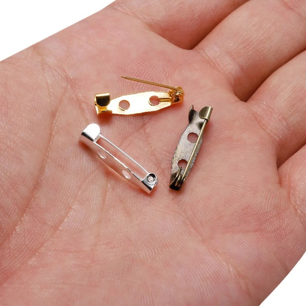 Bar Pins Brooch Clasp Pin Backs Safety Pin Silver Name Tags Badges 20/25/32/38mm