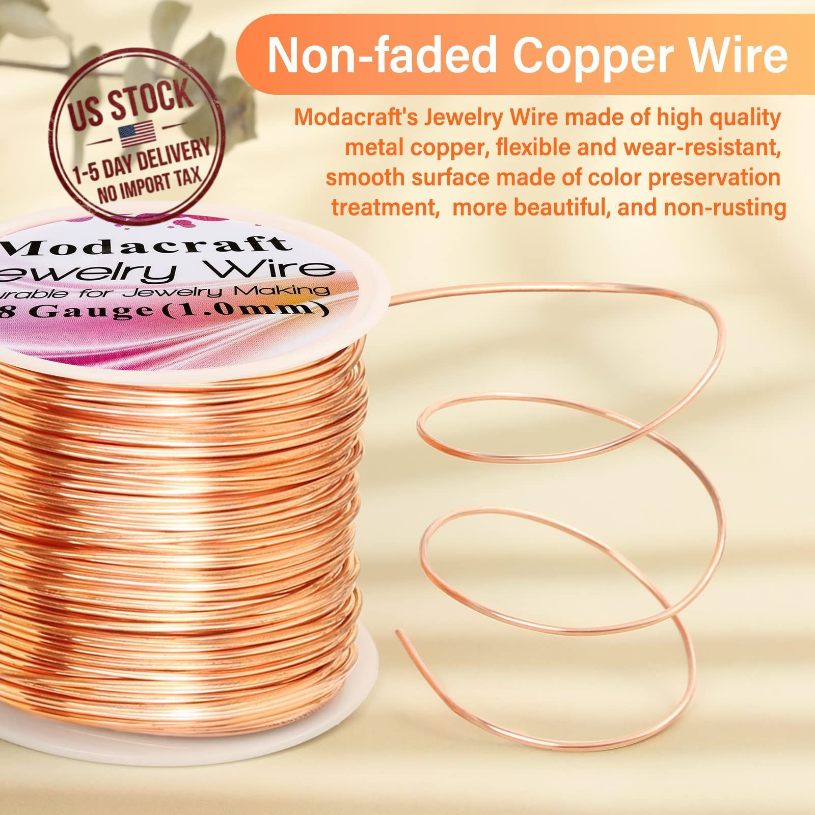 18 Gauge Bare Copper Wire 65Ft 1mm for Jewelry Making with 4 in 1 Plier Tool Kit