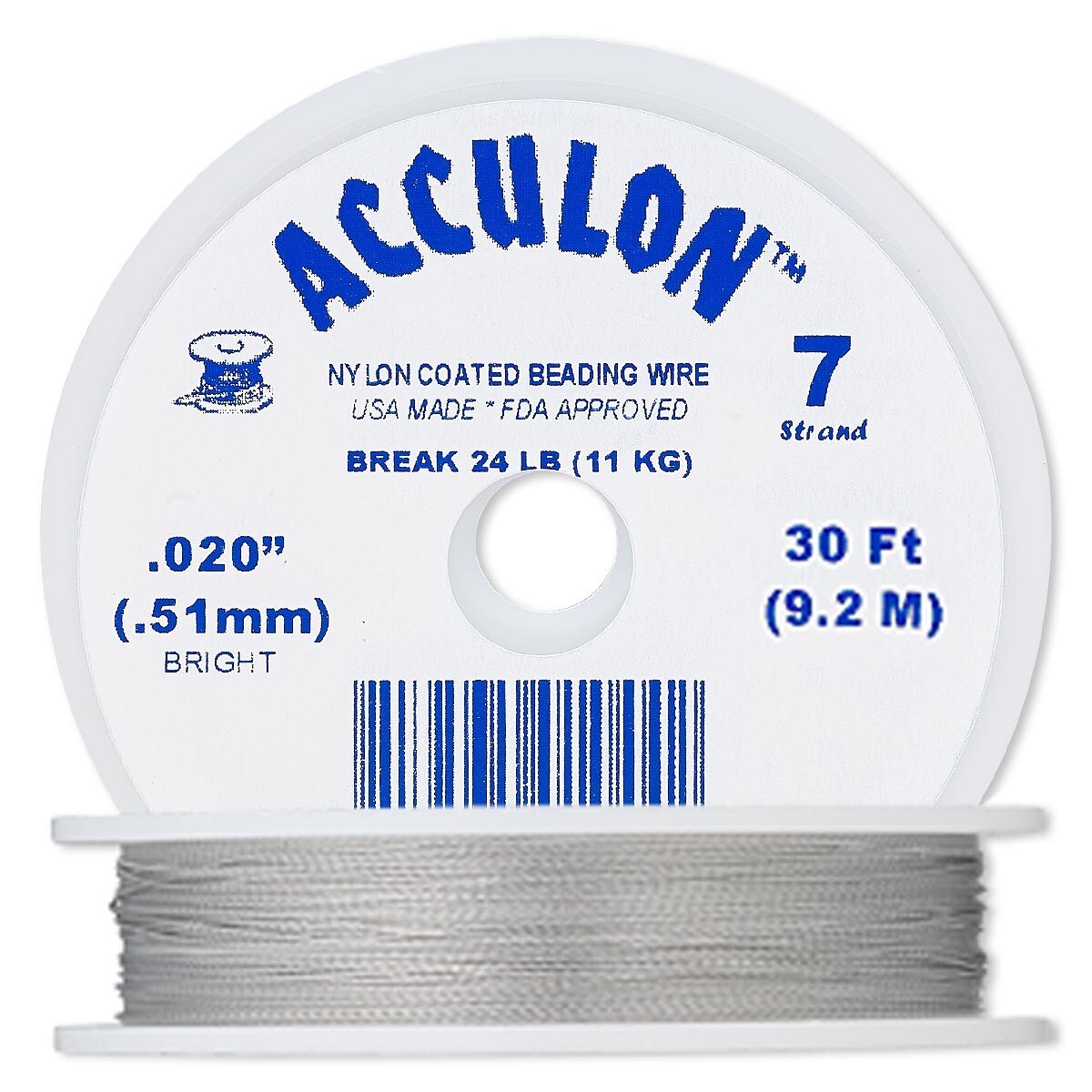 Beading Wire, 30 Foot Spool Acculon Clear 7 Strand 0.020″ Diameter TigerTail