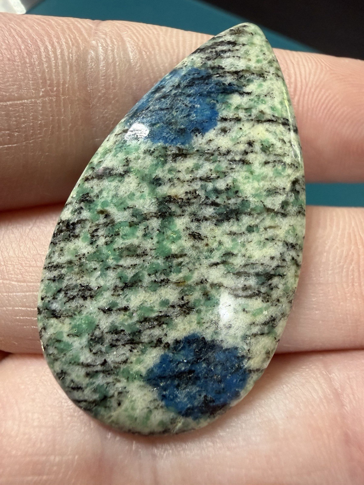 Lot of 3 Multicolor Polished Stone Teardrop Cabochons (No Holes)