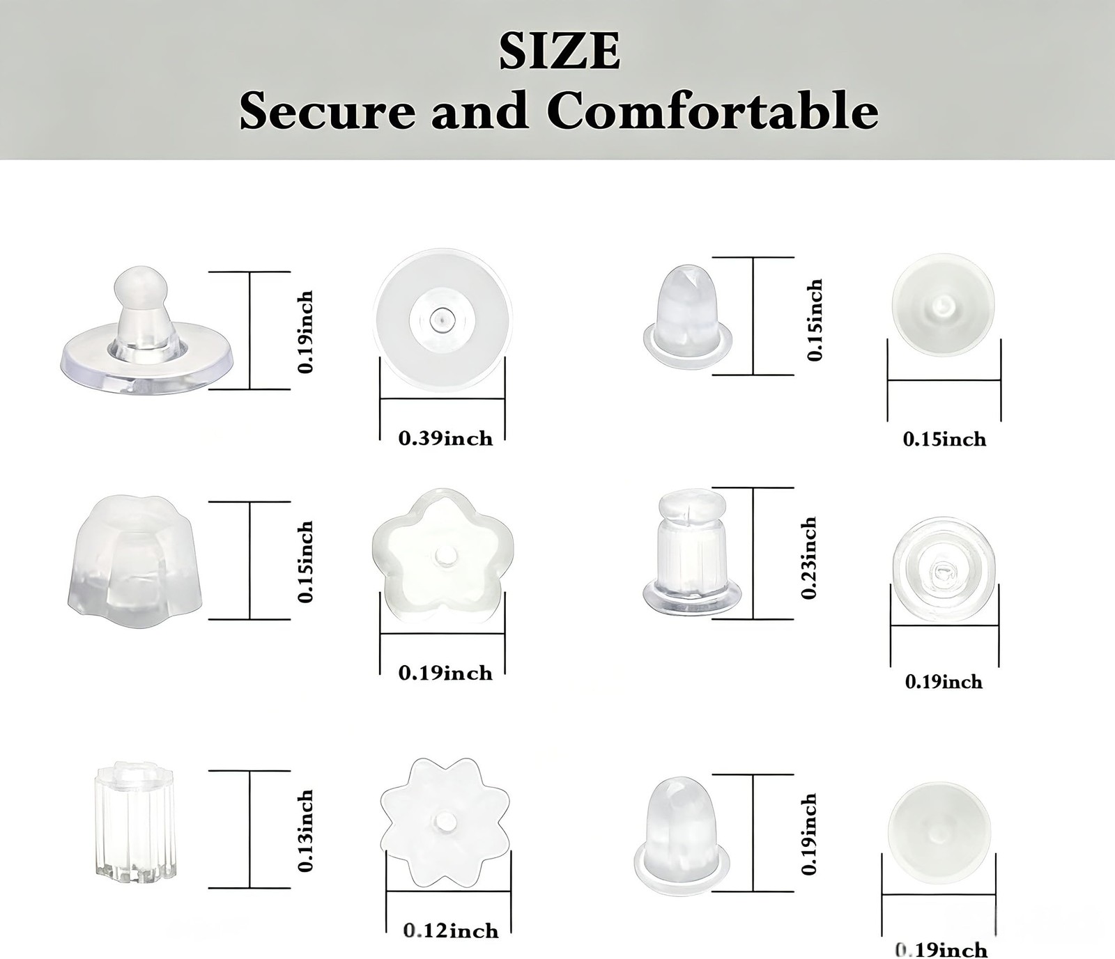 Nkwuire 6 Styles 600Pcs Silicone Earring Backs, Clear Soft Plastic Rubber Ear…