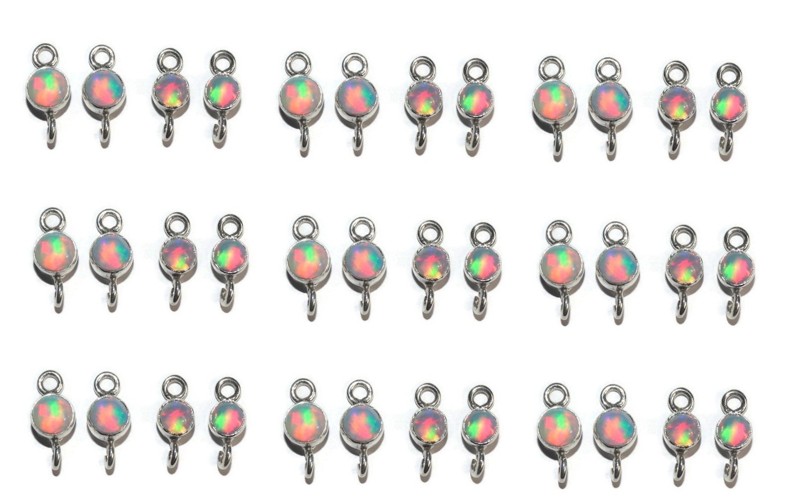 sterling silver fire opal connector for bracelet making jewelry links with opal