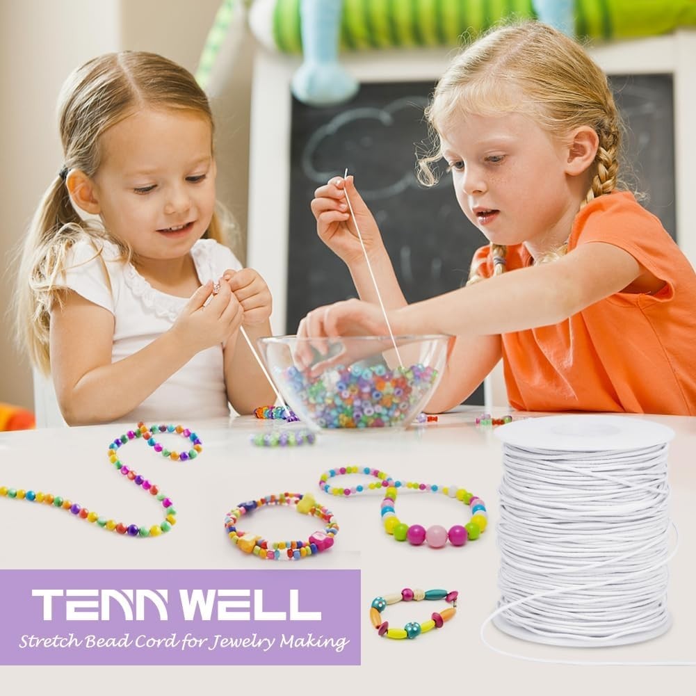 Easy to Use 1mm White Elastic String – 328 Feet for Beading & Jewelry Making